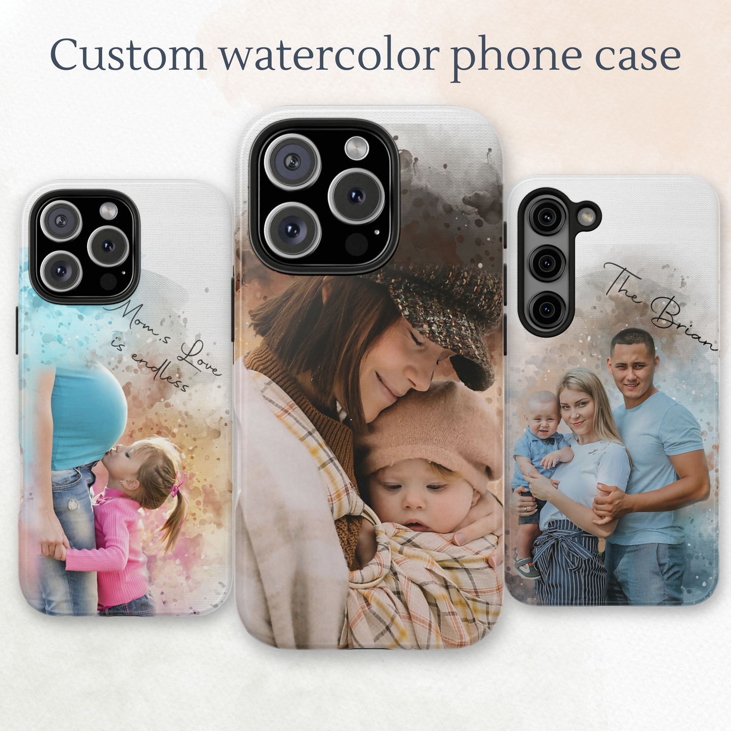 Custom Watercolor Photo On Phone Case Personalized Cell Phone Case Picture
