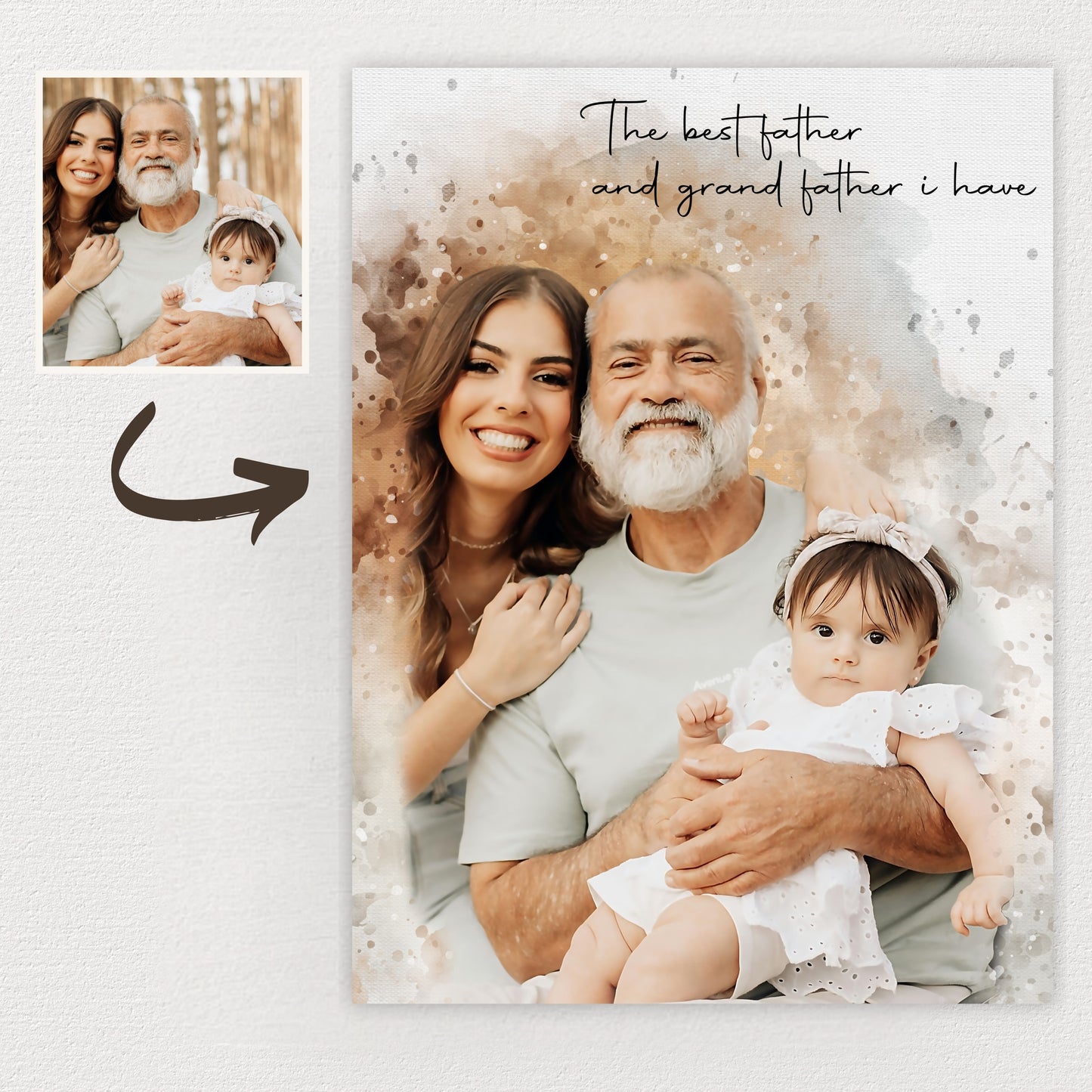 Framed Canvas | Custom Family Watercolor Portrait, Gift For Anniversary