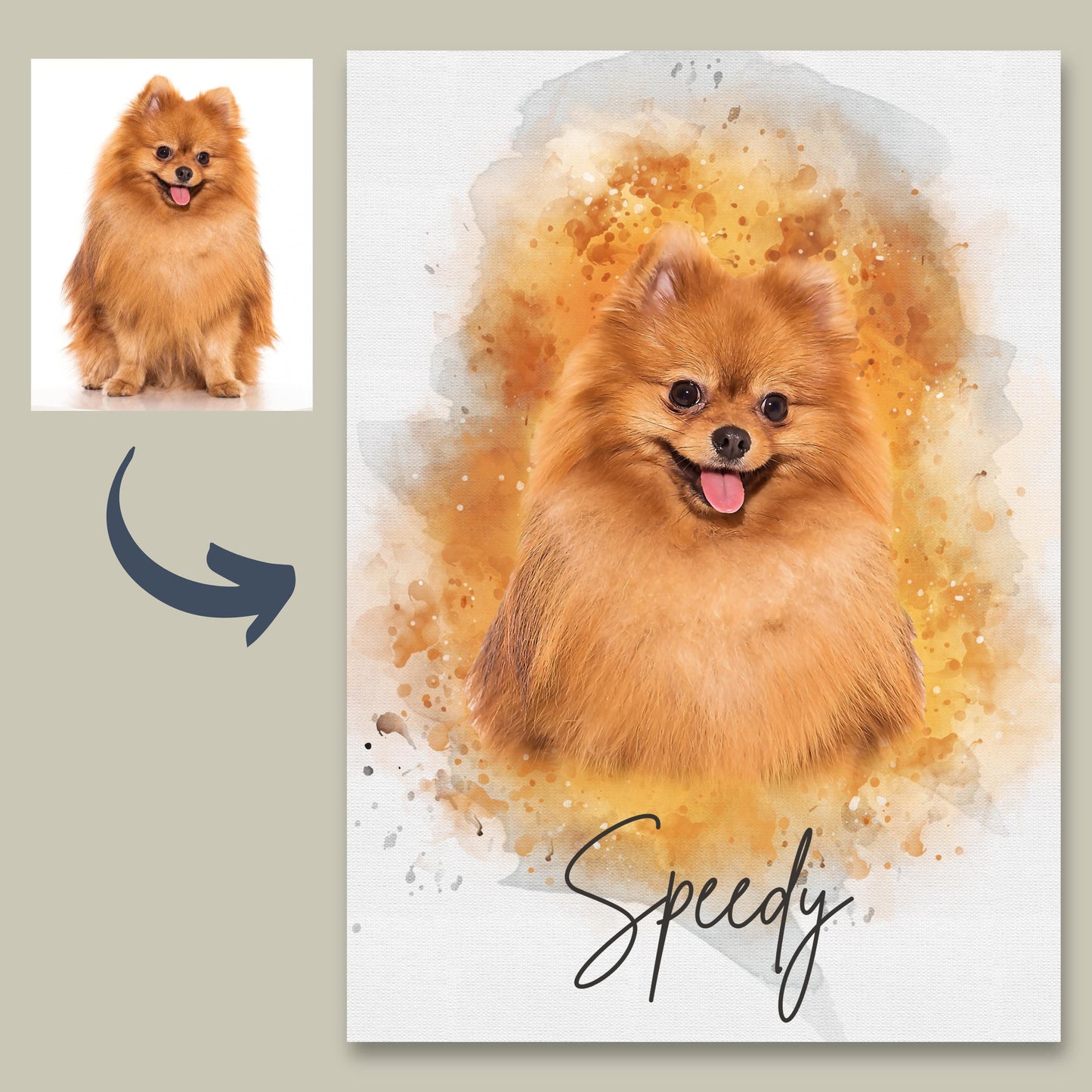 Custom Digital Watercolor Pet Portraits From Photo