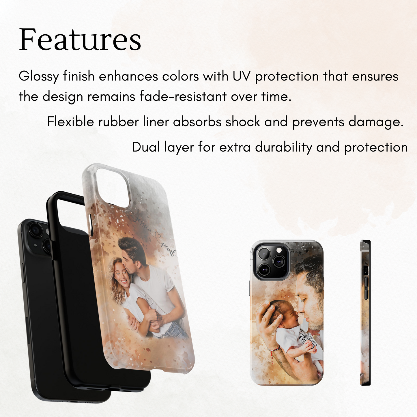 Custom Watercolor Photo On Phone Case Personalized Cell Phone Case Picture