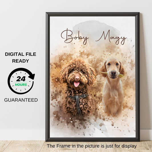 Custom Watercolor Pet Portraits From Different Pet Photo