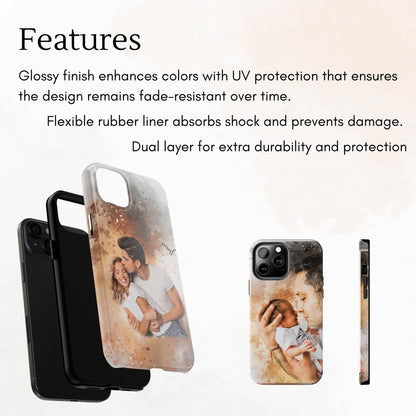 Custom Digital Oil Painted Watercolor Pet Portrait on Iphone and Samsung Phone Cases